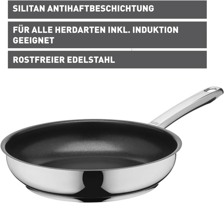 Silit Calabria Bratpfanne 24 cm Induktion, Edelstahlpfanne beschichtet, Edelstahlgriff, Antihaftbesc