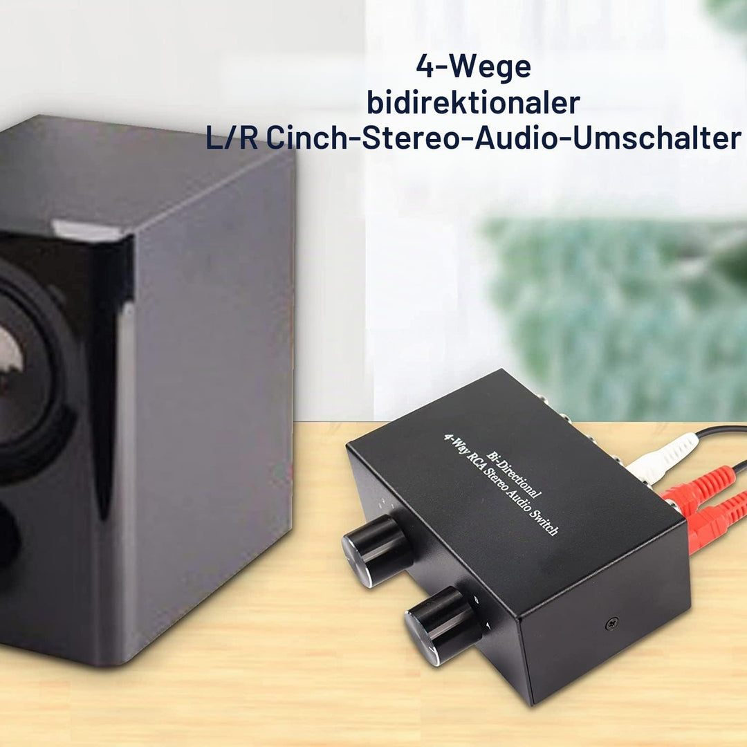 XMSJSIY 4-Wege bidirektionaler L/R RCA Stereo Audio Switcher, 2 in 4 Out oder 4 in 2 Out, L/R Sound