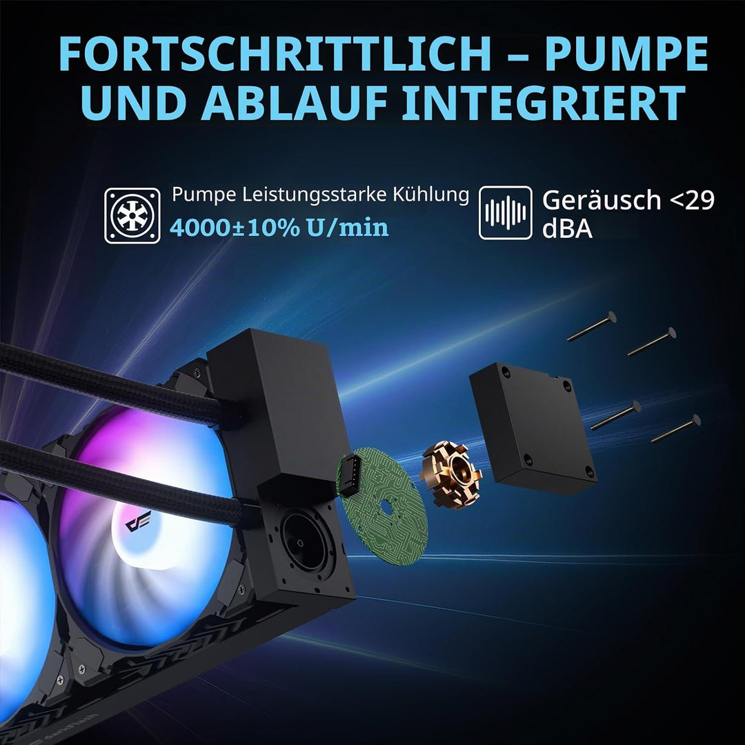 darkFlash DNA360A AIO CPU-Flüssigkeitskühler, Hochleistungspumpe, ARGB-Sync, PWM-Lüfter, mit Anpassb