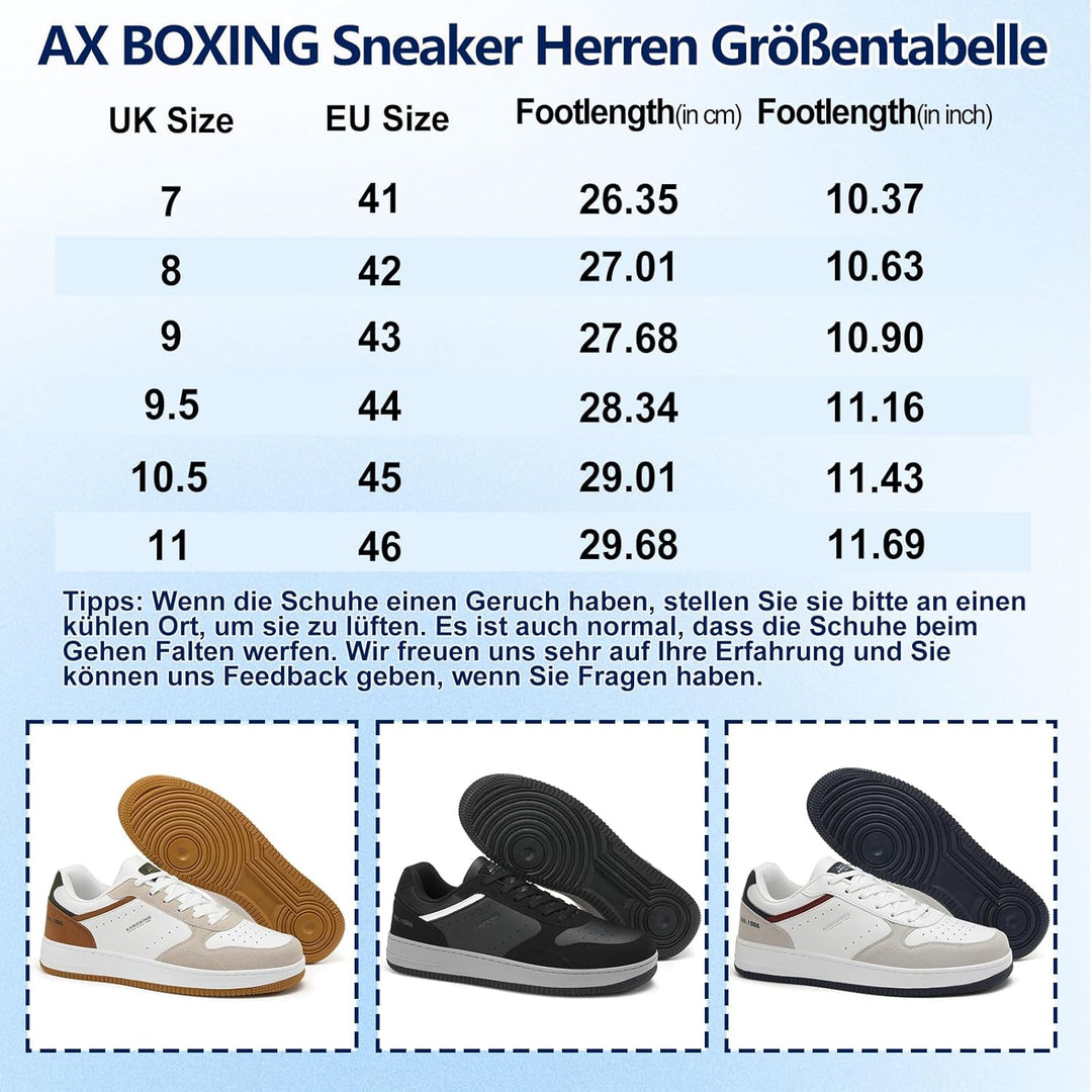 AX BOXING Sneaker Herren Schuhe Mode Herrenschuhe Freizeitschuhe Walkingschuhe Atmungsaktiv Trainers