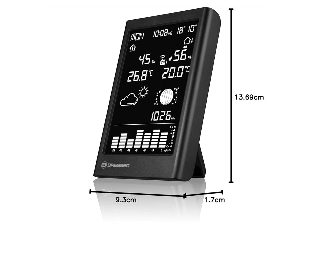 Bresser Funk-Wetterstation mit Aussensensor Wettervorhersage Thermo-Hygro Barometer Display