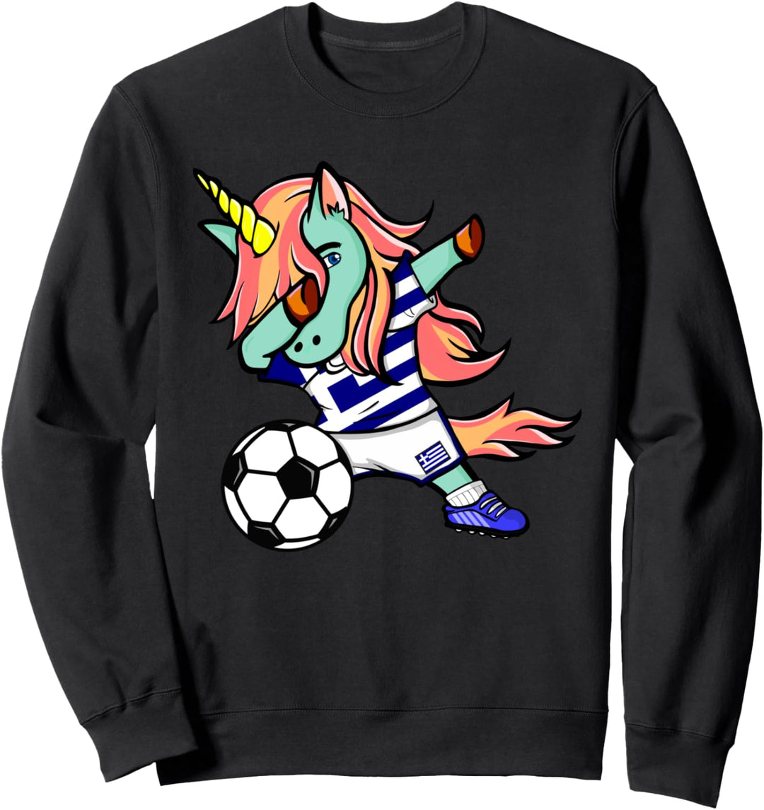 Dabbing Einhorn Griechenland Fussball - Griechische Flagge Sweatshirt