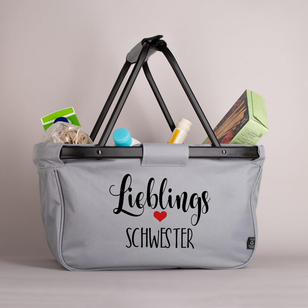 Herz & Heim® Einkaufskorb personalisiert/faltbar/modernes Design/Geschenk-Idee für Jedermann (Liebli