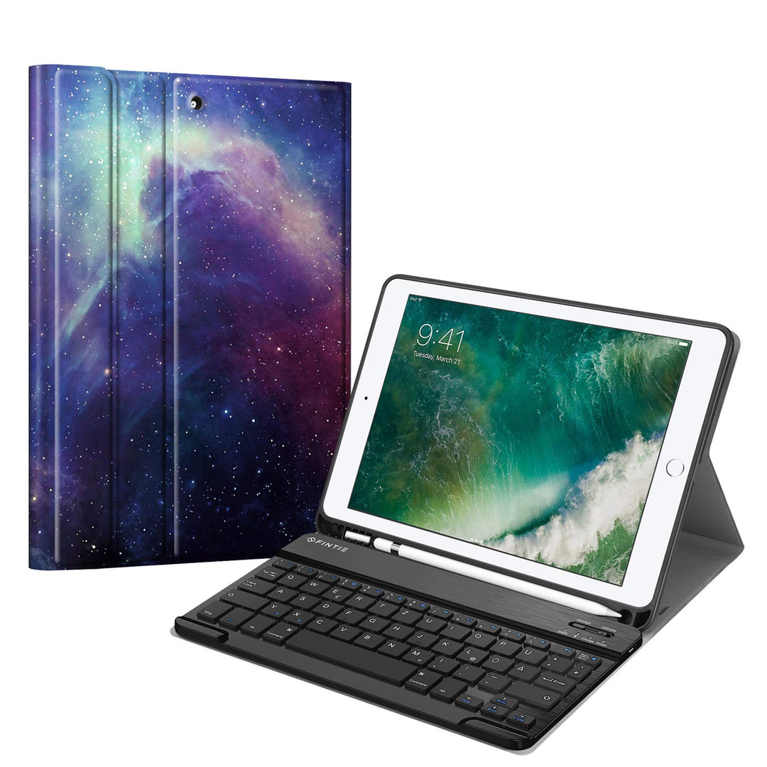 Fintie Tastatur Hülle für iPad 9.7 2018 (6. Generation), Soft TPU Rückseite Gehäuse Keyboard Case mi