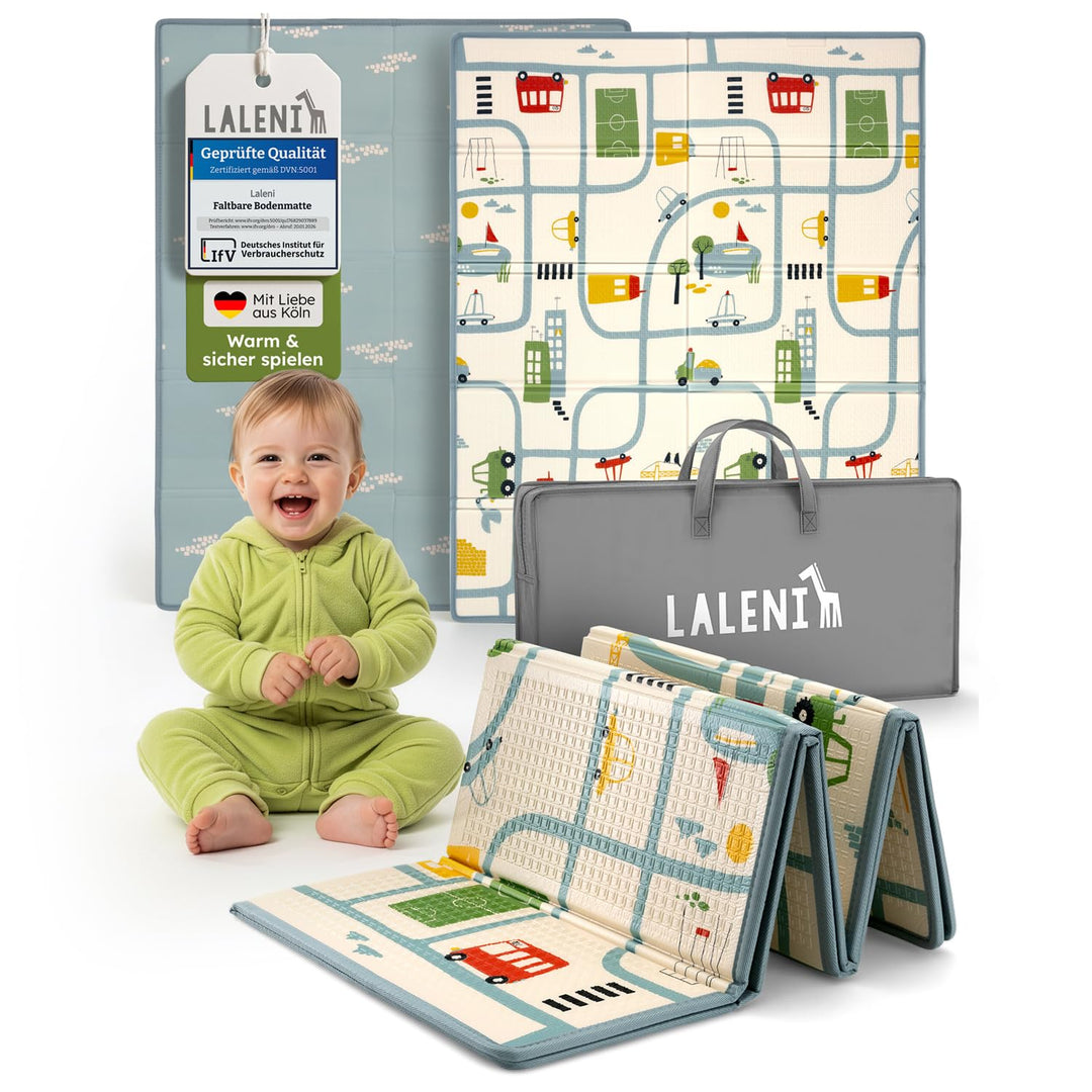 Laleni Krabbelmatte Baby 120x150x1 cm - wasserdichte Spielmatte Baby faltbar - isolierende Bodenmatt