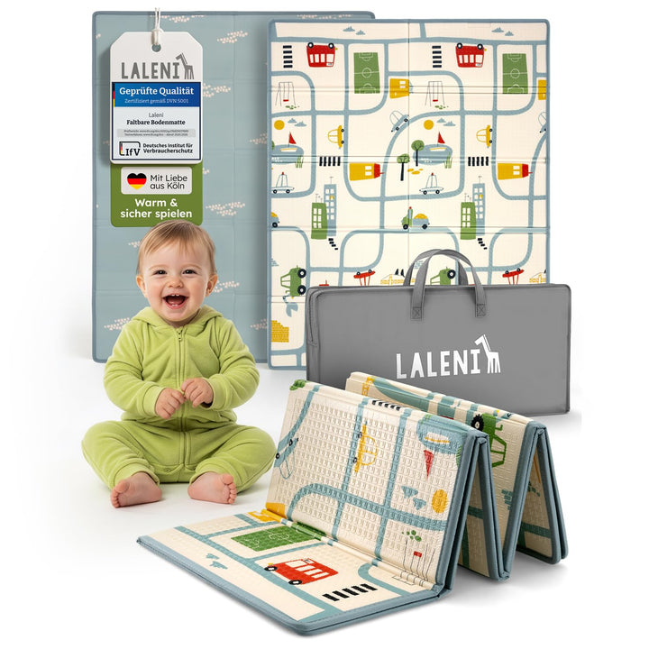 Laleni Krabbelmatte Baby 120x150x1 cm - wasserdichte Spielmatte Baby faltbar - isolierende Bodenmatt