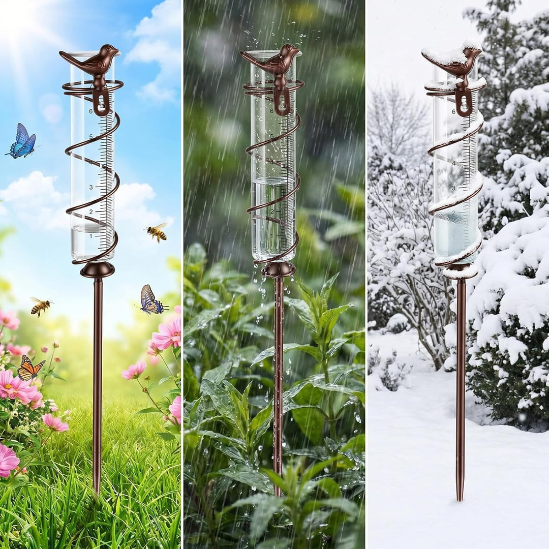 Regenmesser, Regenmesser Frostsicher, Niederschlagsmesser mit Erdspiess Metall, Outdoor Regenmesser