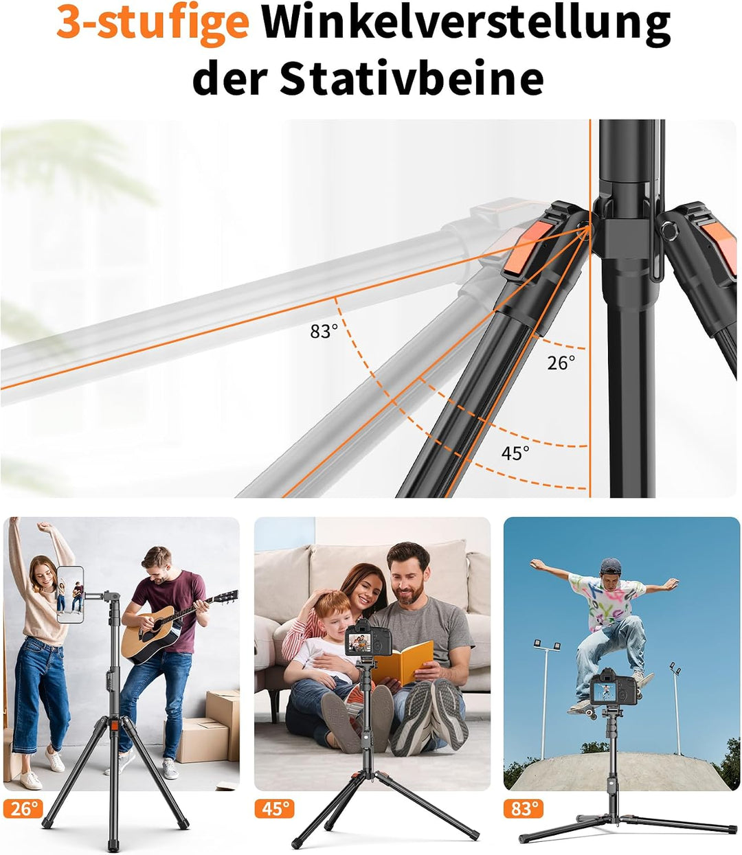 XXZU 187cm Magnetisches Handy Stativ, Leichtes Stativ Kamera mit Fernbedienung & Magnetischer Handyh