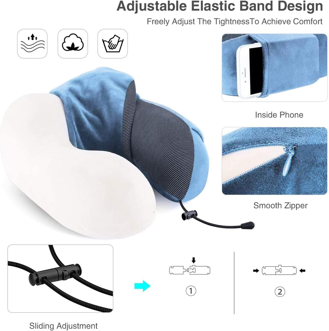 FANDARE Nackenkissen Reisekissen aus Memory-Schaum Neck Pillow Nackenhörnchen Komfortabel Verstellba
