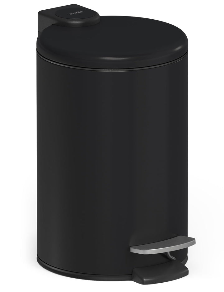 3 Liter Treteimer Edelstahl schwarz matt mit Absenkautomatik Klappdeckel leise schliessend Softclose