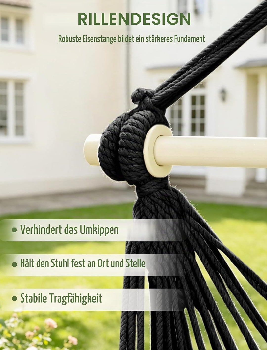 Chihee Hängesessel Grosse Hängematte Stuhl Weich gesponnene Baumwolle Seil Weben Stuhl,Starke Spreiz