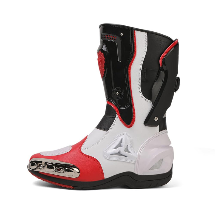 Zeozoom Motorrad-Reitstiefel, Motorrad-Lederstiefel für Damen und Herren, Schutz, rutschfest, Rennsp