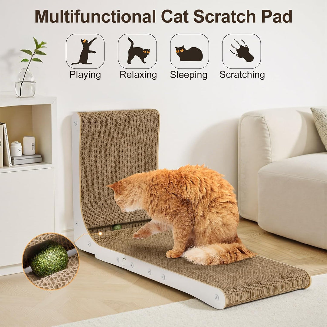 Gimars Hohe 68cm L förmige Kratzbrett Katze mit Ball, Vertikaler kratzpappe für Katzen, Langlebiges