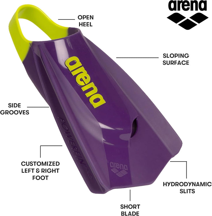 ARENA Powerfin Pro II Schwimmbad-Trainingsflossen, Schwimmflossen für Erwachsene, Flossen aus 100% S