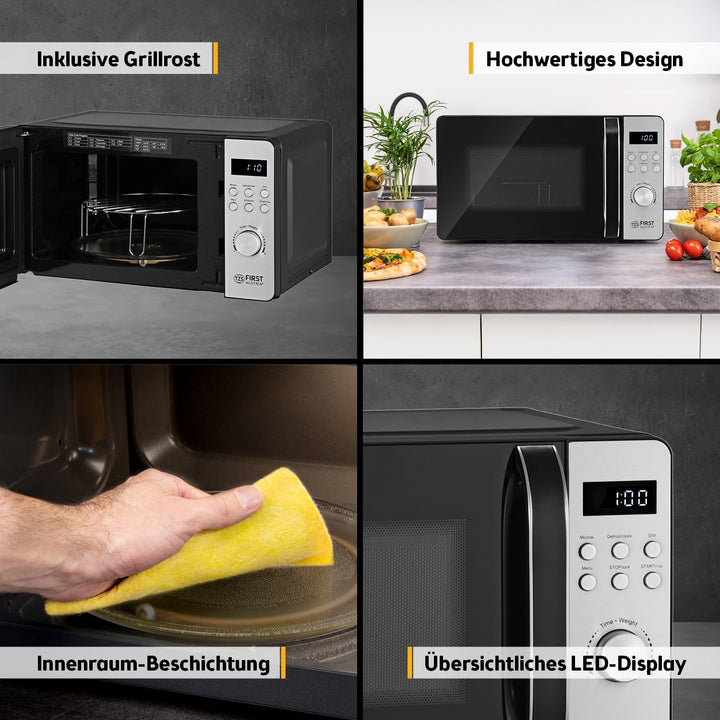 TZS First Austria - Mikrowellenofen mit Grill 20L - 2-in-1 Kombi-Mikrowelle, 700 W & 800 W Grill, 8