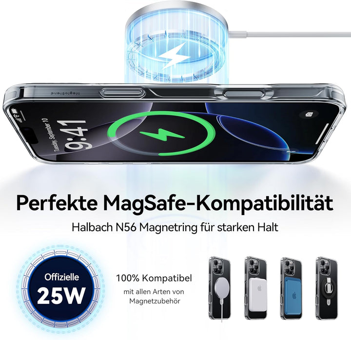 CASEKOO Speziell für iPhone 16 Pro Hülle mit MagSafe & Unsichtbarer Ständer [Militärschutz] [Vergilb