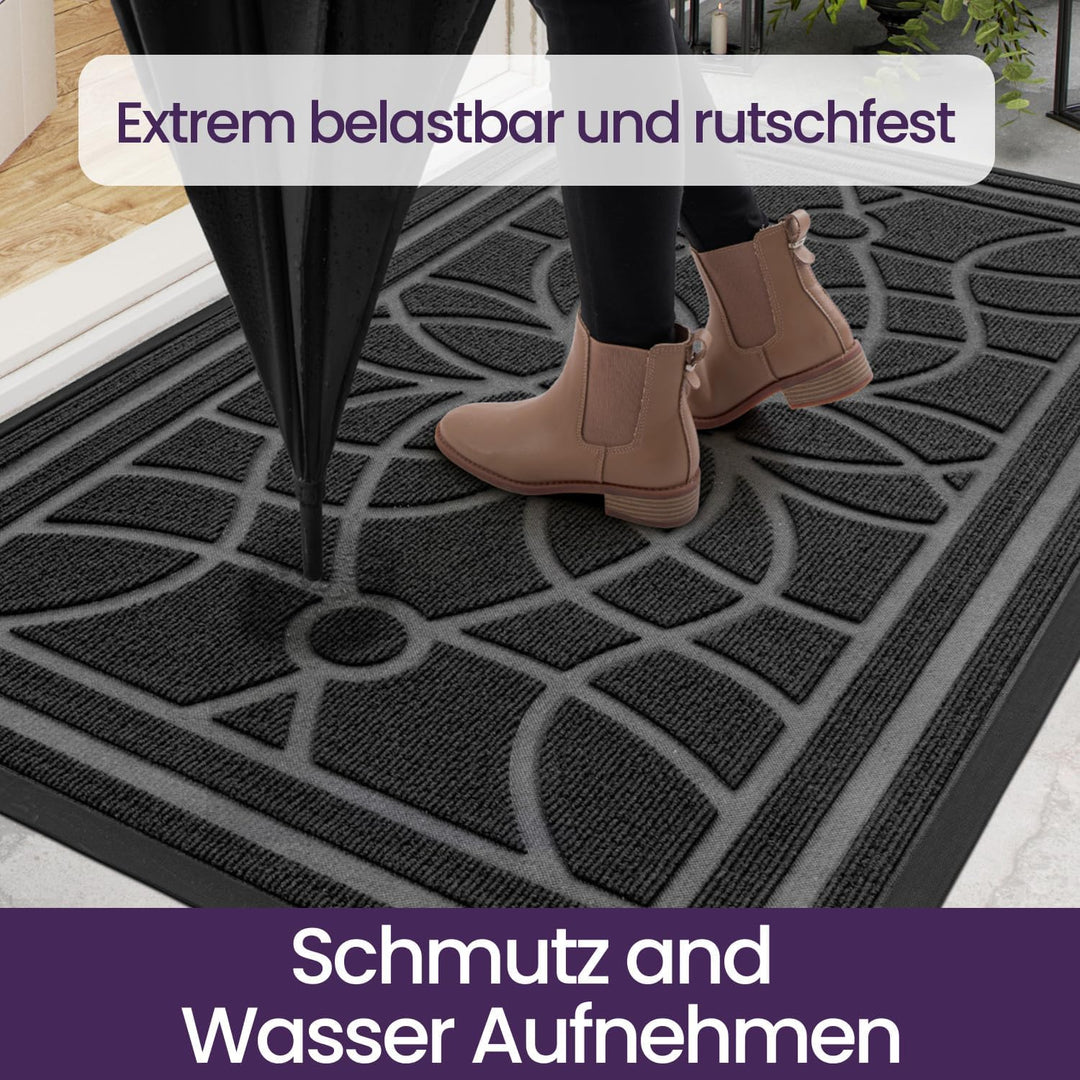 DEXI Fussmatte Aussen rutschfest 40 x 60 cm, Schmutzfangmatte Waschbar, wetterfest Fussmatte Innen f