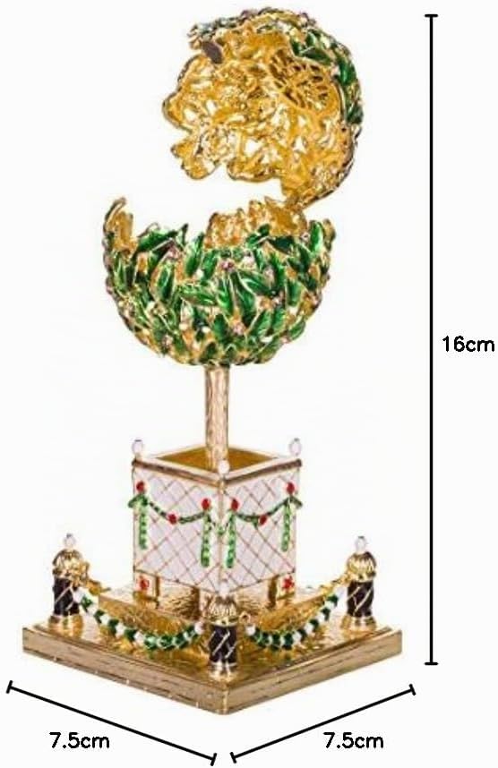 Fabergé-Stil Ei/Schmuckkästchen Lorbeerbaum (Orangenbaum) mit Vogel 16 cm