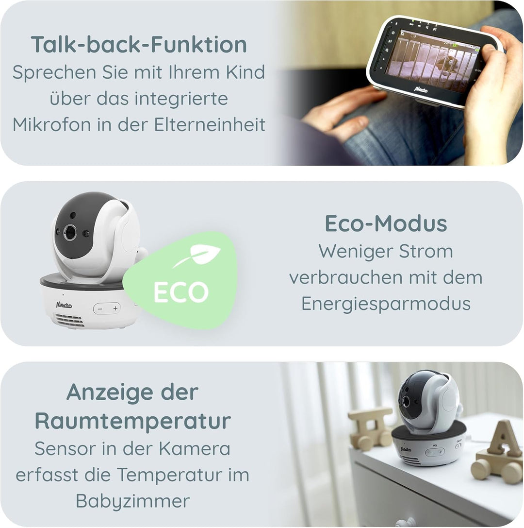 Alecto DVM200M Funk Babyphone steuerbarer Kamera - 100% störungsfreie Babyfon - Indoor Baby Monitor