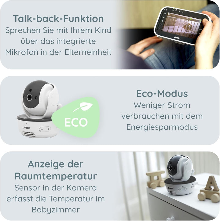 Alecto DVM200M Funk Babyphone steuerbarer Kamera - 100% störungsfreie Babyfon - Indoor Baby Monitor