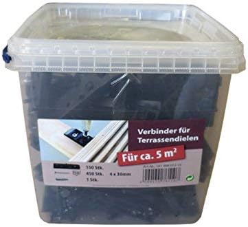 unsichtbare Besfestigung 1 Eimer - 150 Stück Terrassendielen incl. Schrauben A2