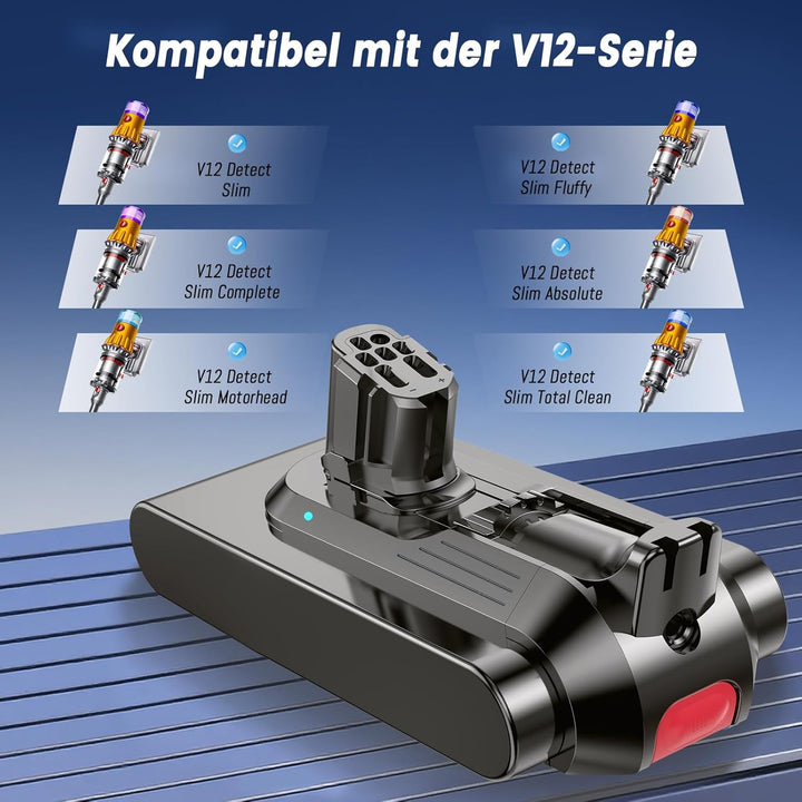 V12 Akku für Dyson V12, Akku für V 12 Detect Slim SV20 SV26 SV30 SV34 SV35 SV46 965470-01 394167-1 3