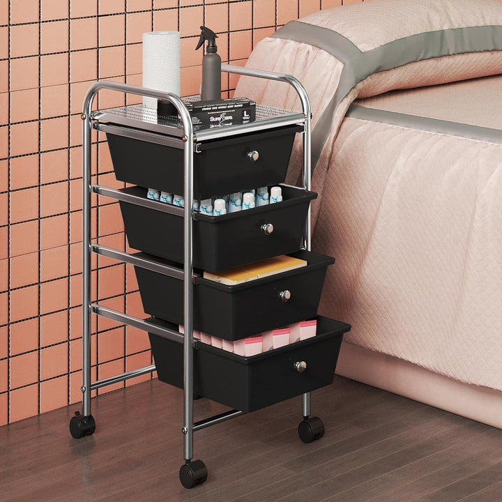 Yaheetech Küchewagen Rollwagen inkl. 4 Schubladen Allzweckwagen Küchen Organizer Servierwagen Trolle