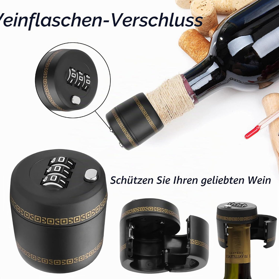 YACSEJAO 2 Stück Weinflaschen-Kombinationsschloss Gin Flasche Rotweinflaschenschloss Wein Digitales