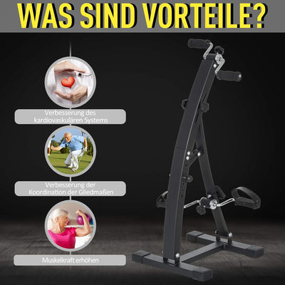 HOMCOM Heimtrainer Bewegungstrainer Pedaltrainer für Senioren Stahl Schwarz/Weiss 41 x 42,5 x