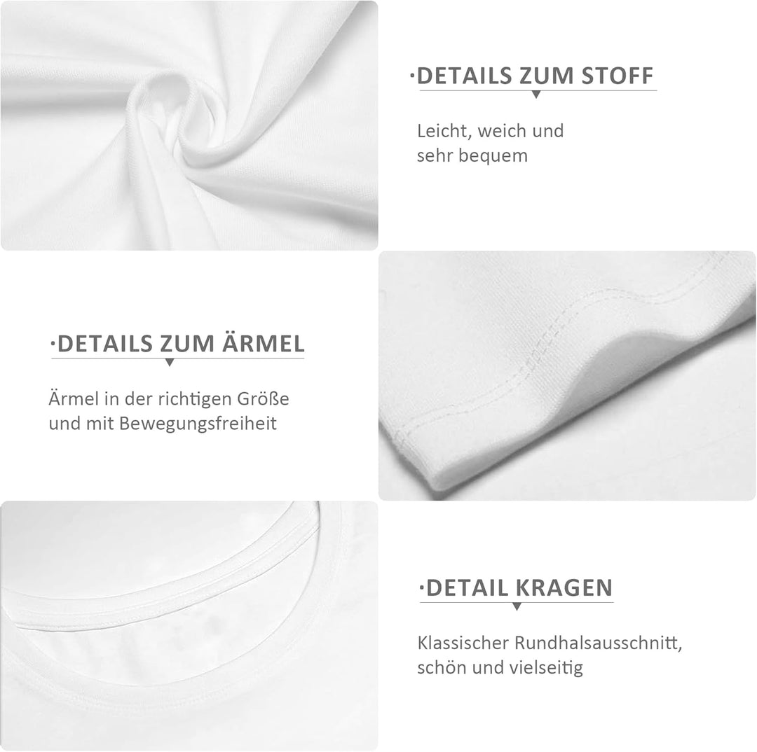 LiKing Damen T-Shirt Baumwolle Kurzarm Basic Sommer Rundhals T-Shirts Oberteile Top Bluse 1/3er Pack