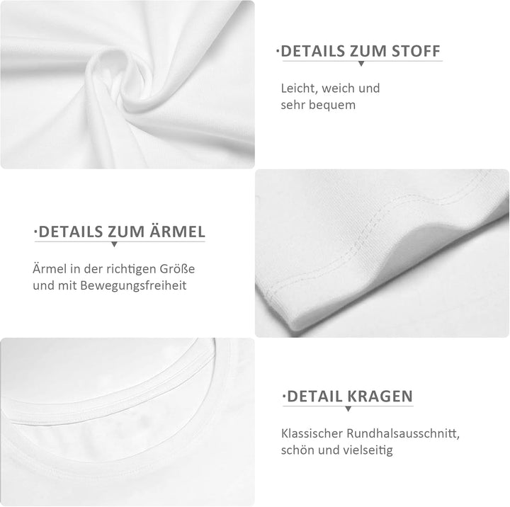 LiKing Damen T-Shirt Baumwolle Kurzarm Basic Sommer Rundhals T-Shirts Oberteile Top Bluse 1/3er Pack