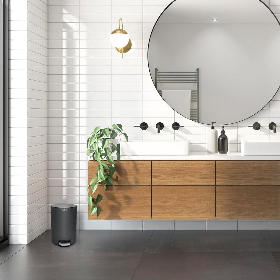 YourCasa Mülleimer Bad [5L] aus Edelstahl für Badezimmer [Softclose] - Badmülleimer Klein Kosmetikei