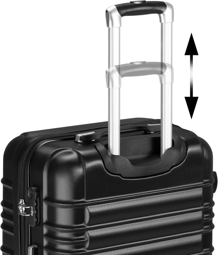 Zelsius Koffer Set 4 Stück, Schwarz | ABS Hartschalenkoffer mit Zahlenschloss, 4 Rollen und Innen Tr