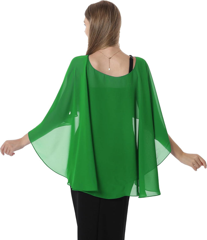 Damen Chiffon-umhang001 Pashmina-Schal Einheitsgrösse Grün, Einheitsgrösse Grün