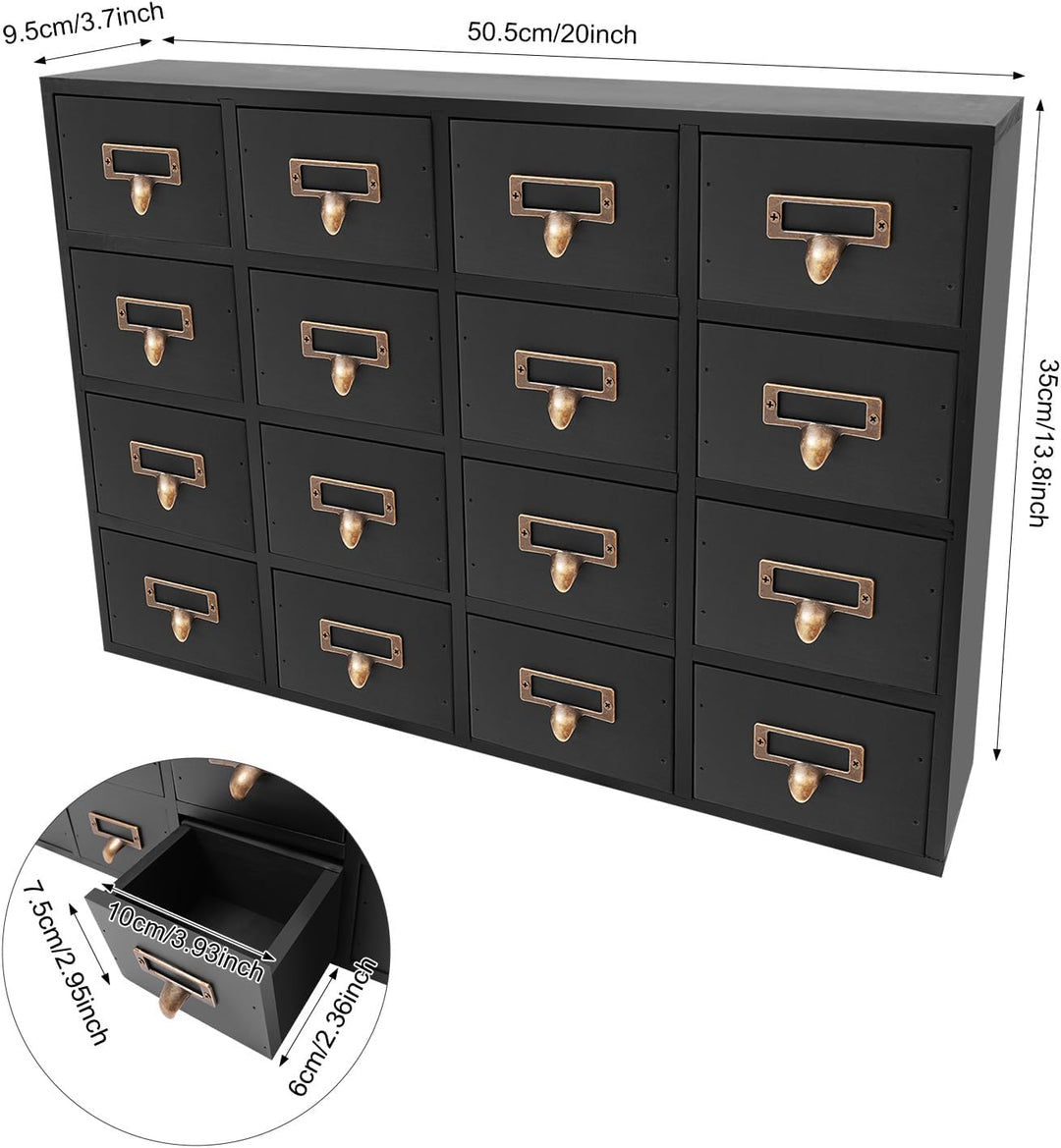 Vintage Apotheker Schrank 16 Schubladen für Schreibtisch, Holz Organizer Apothekerschrank mit Schubl
