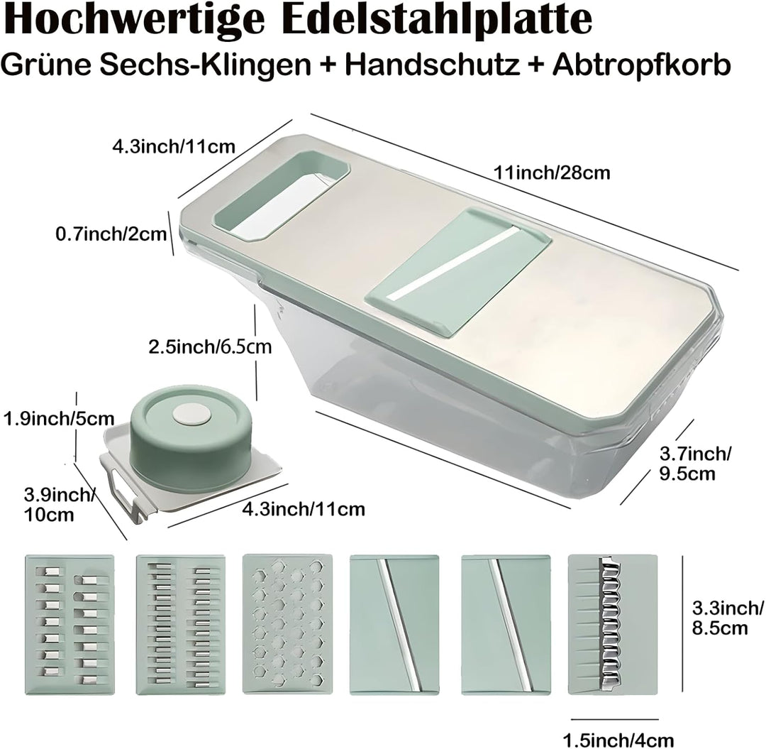Lintriguingly Gurkenhobel,Grün 6-tlg - Gemüsehobel, Gemüsereibe，Hobel gemüse，Gemüsereibe， Zwiebelsch