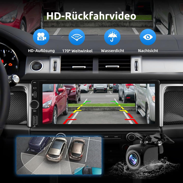 ESSGOO 4+64G Autoradio mit Wireless Carplay und Android Auto, 5, 1Din HD Bildschirm Auto Display Rad