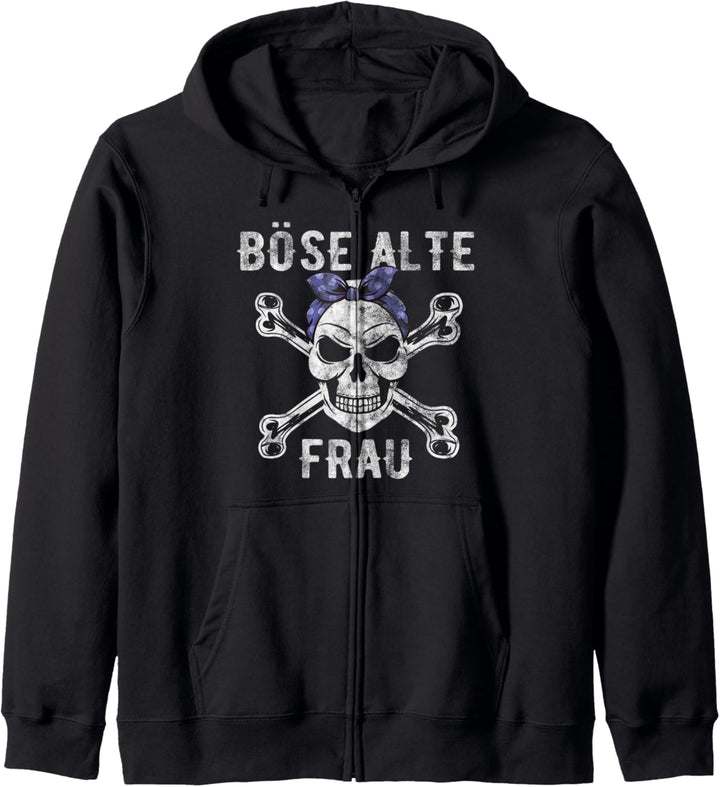 Böse Alte Frau - Totenkopf Alte Weisse Frau Vintage Biker Kapuzenjacke