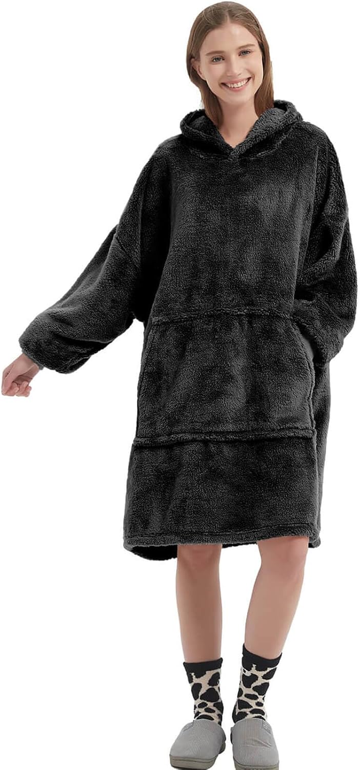 FELOVE Hoodie Decke Ärmeln Kuschelpullover Mit einer grossen Tasche,Tragbare Decke Ultra Soft Bequem