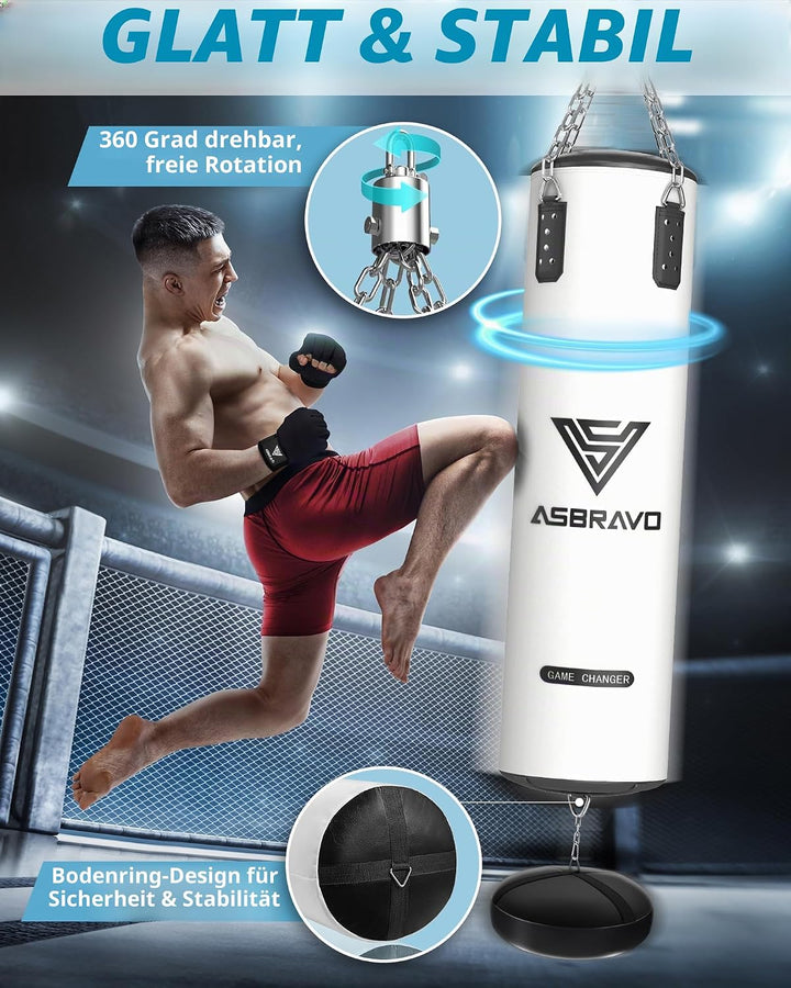 Boxsack für Erwachsene, 4ft PU schweren Boxsack Set 12OZ Handschuhe für MMA Muay Thai Kickboxen Trai