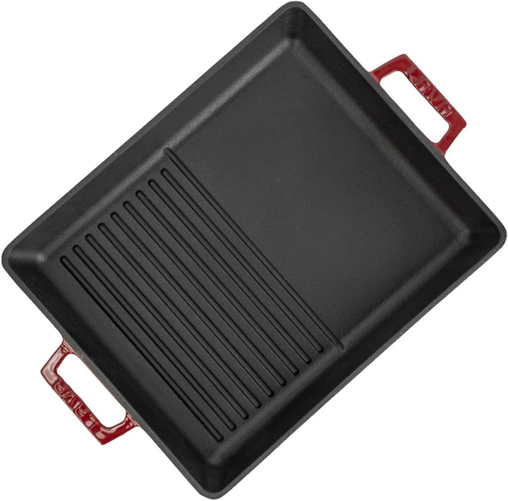 Lava Gusseisen-Doppelseiten-Grillpfanne 26x32 cm – emaillbeschichtet, vielseitig genutzt, herd- und