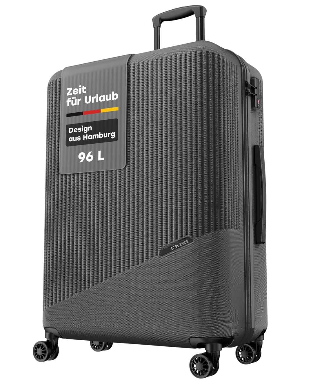 travelite 4-Rad Hartschalenkoffer gross 96 Liter, Gepäck Serie BALI: ABS Hartschalen Trolley mit TSA