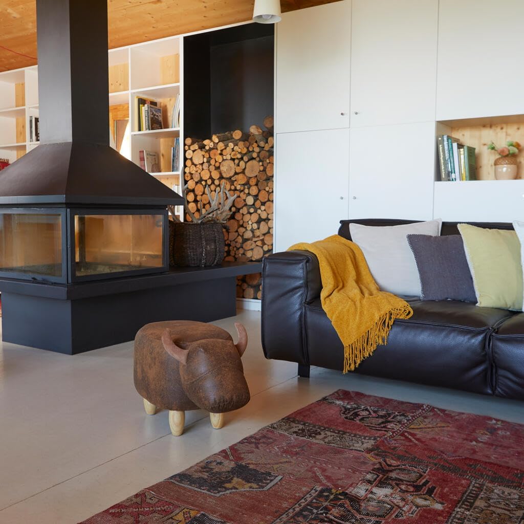 balvi Hocker La Vache Farbe Braun In Form Einer Kuh Holzbeine Kunstleder/Holz, Brau
