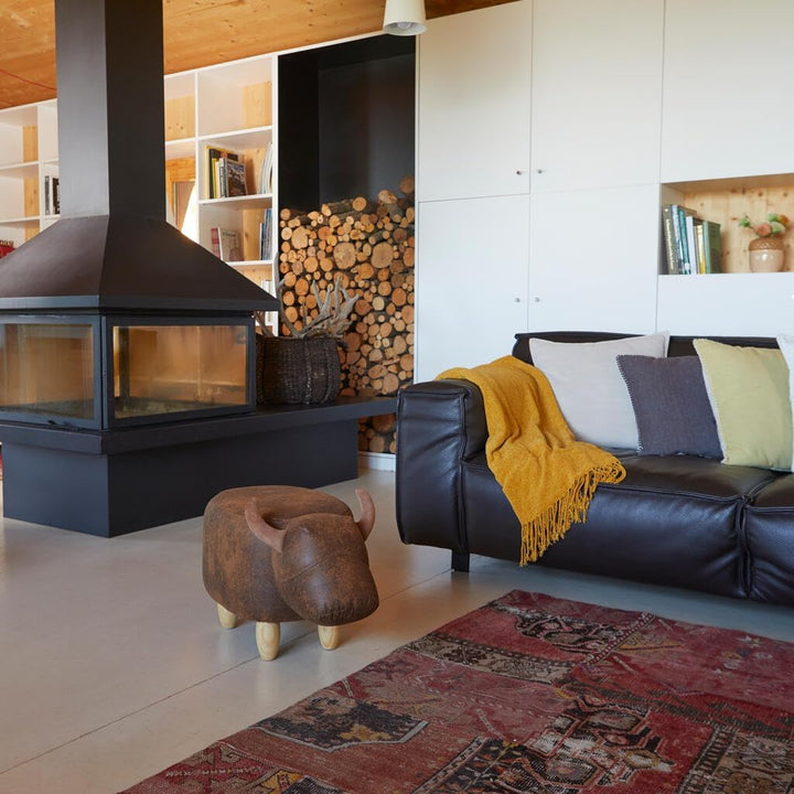balvi Hocker La Vache Farbe Braun In Form Einer Kuh Holzbeine Kunstleder/Holz, Brau