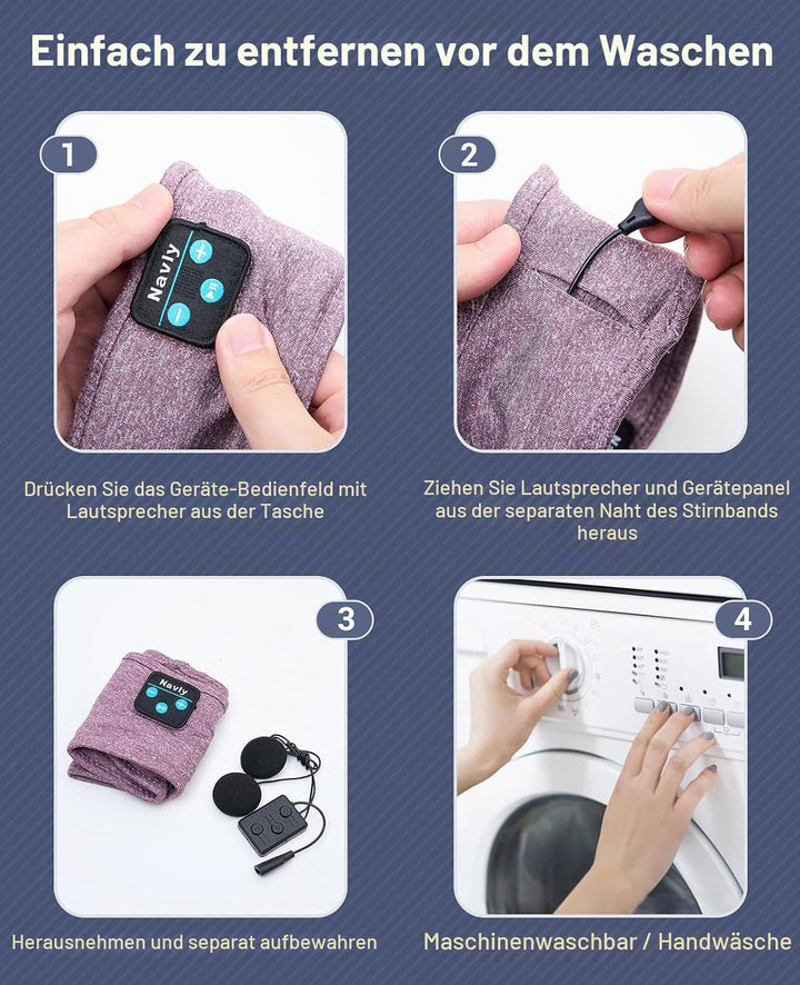 Navly Schlafkopfhörer Bluetooth Stirnband – 5.4 kabellose Kopfhörer mit 14h Akkulaufzeit & 4mm ultra