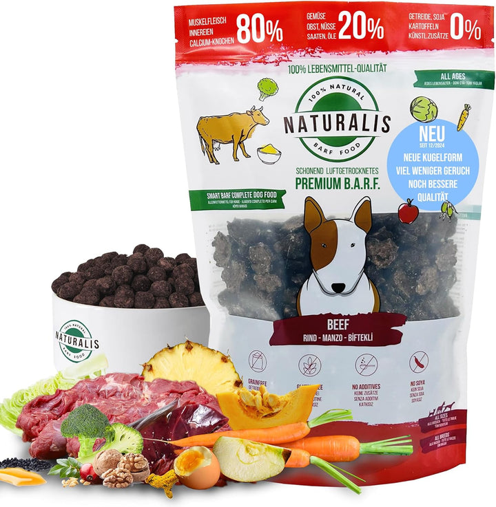 Naturalis Smart 80 Barf Trockenbarf Hundefutter 5 kg Rind Alleinfuttermittel ohne Zusätze getreidefr