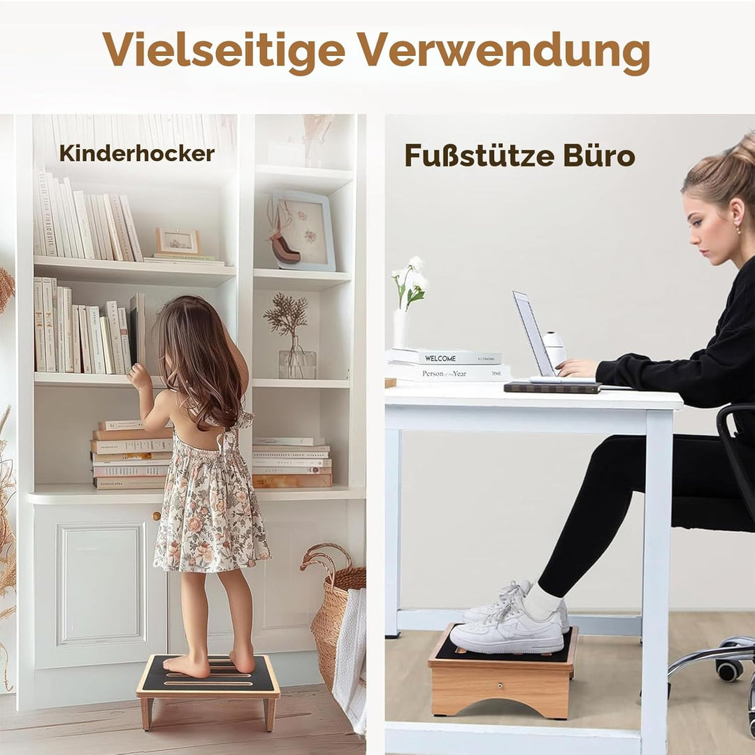 StrongTek 5" hoher Holz-Betttritthocker für Erwachsene, stabile Bett- und Duschtreppe, 200 kg Tragkr