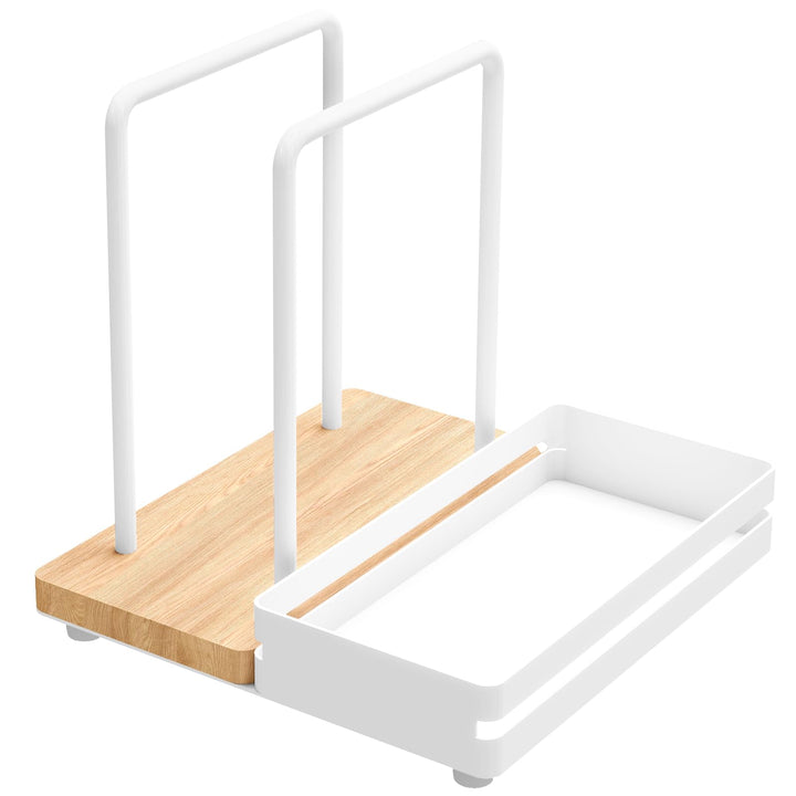Serviettenhalter Weiss,Serviettenhalter aus Metall & Holz Serviettenspender mit Caddy für Tisch Küch