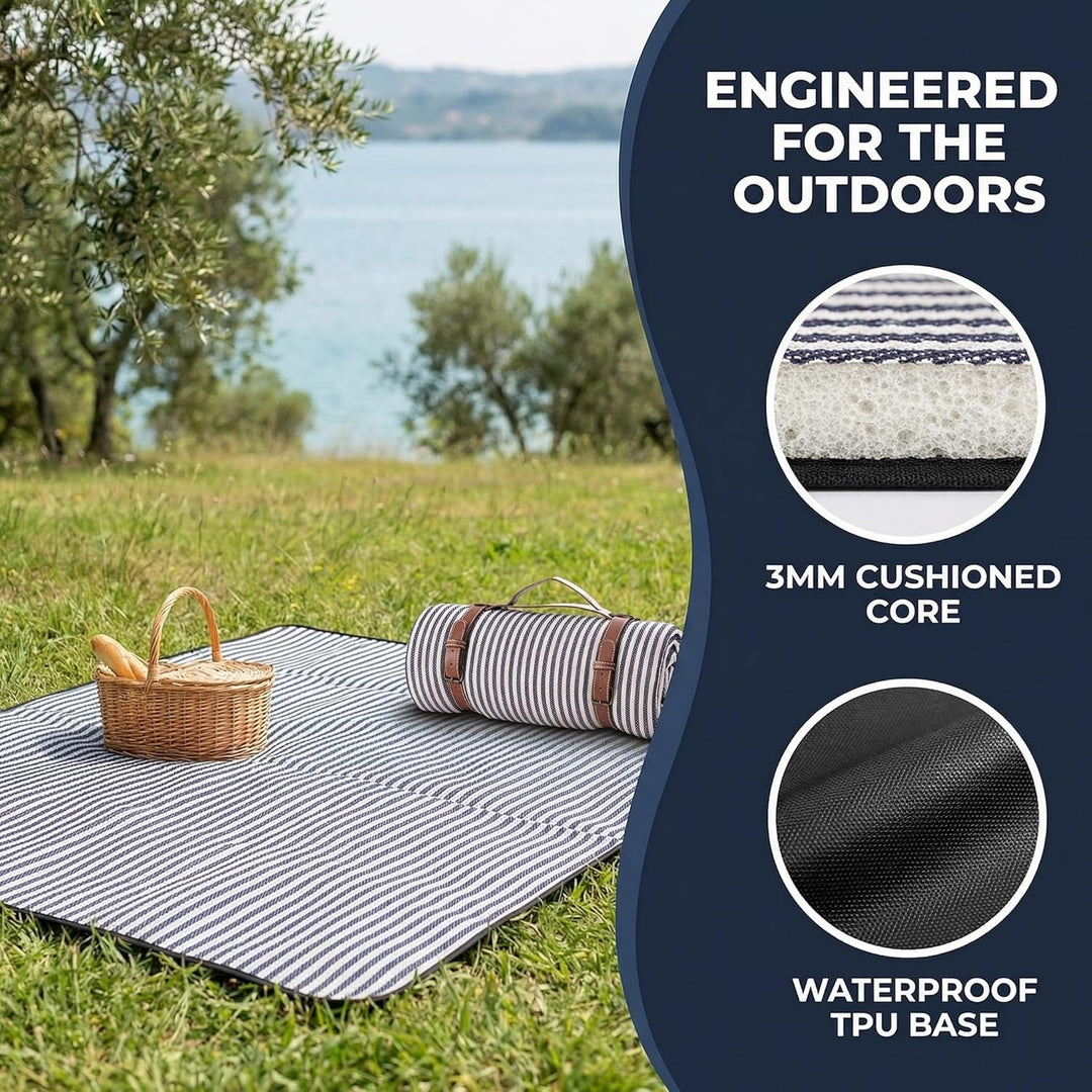 Picknickdecke 150x200cm Wasserdicht Extra Grosse Stranddecke Campingdecke mit Tragegriff 3-lagig Iso