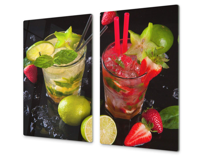 Küchenbrett aus Hartglas und Induktionskochplattenabdeckung – Schneideplatten SINGLE mit 60 x 52 cm